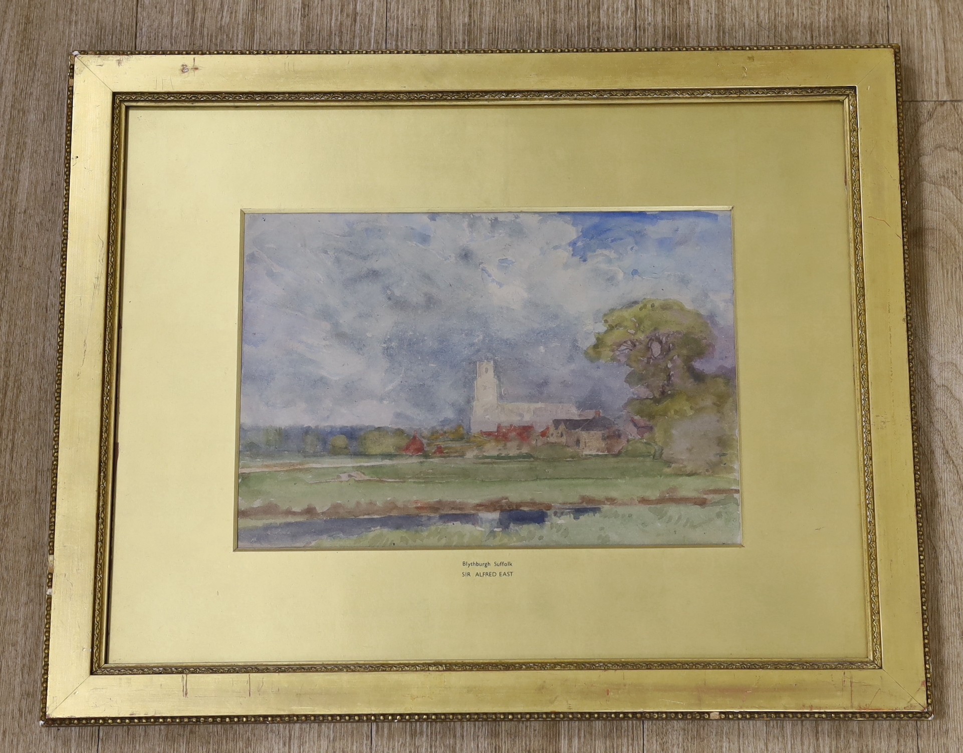 Sir Alfred East (1849-1913), watercolour, 'Blythburgh, Suffolk', 23 x 34cm